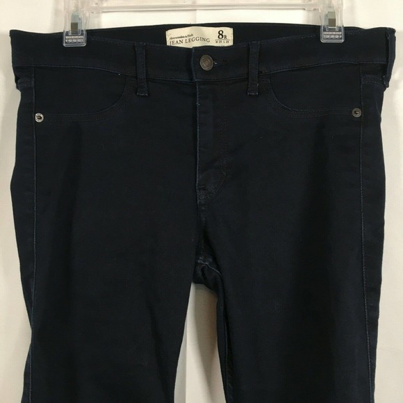 Abercrombie &‎ Fitch Jean Leggings Womens Sz 8R Dark Blue Stretch Skinny - Picture 2 of 9